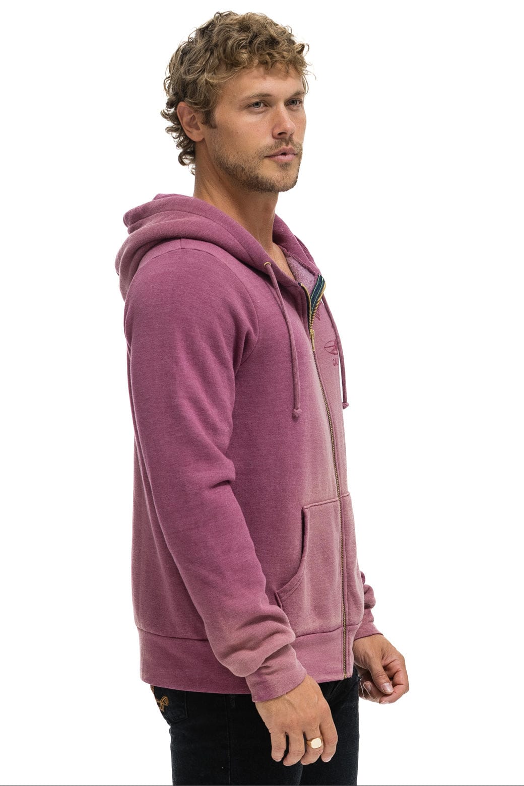 Retro VENICE SURFER ZIP HOODIE - FADED BERRY