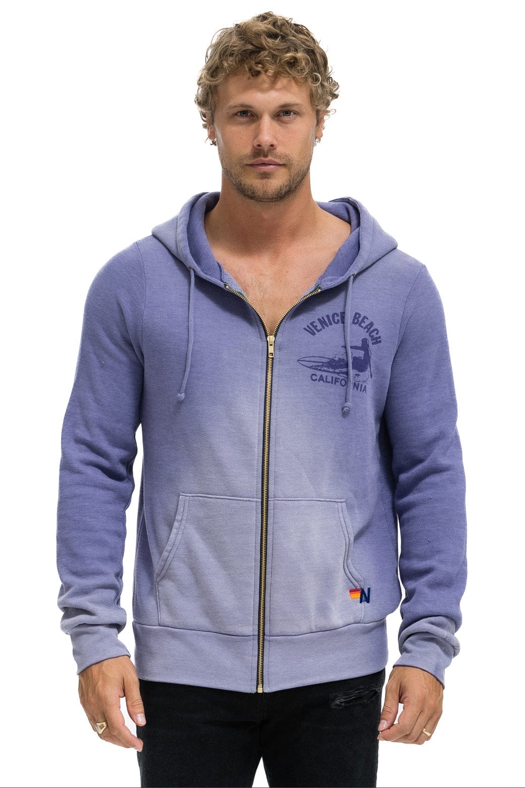 Retro VENICE SURFER ZIP HOODIE - FADED GRAPE