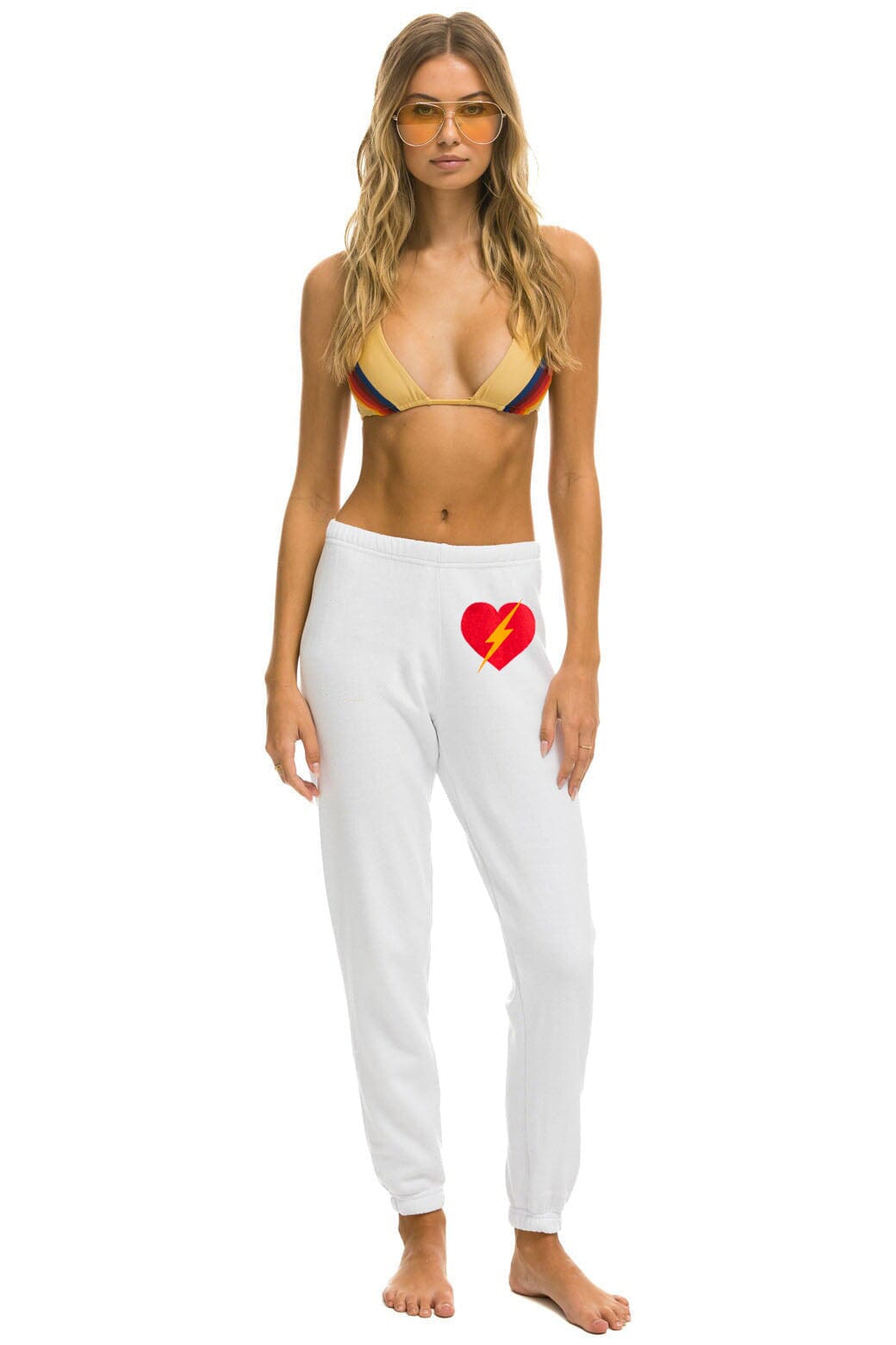 Retro BOLT HEART SWEATPANTS - WHITE