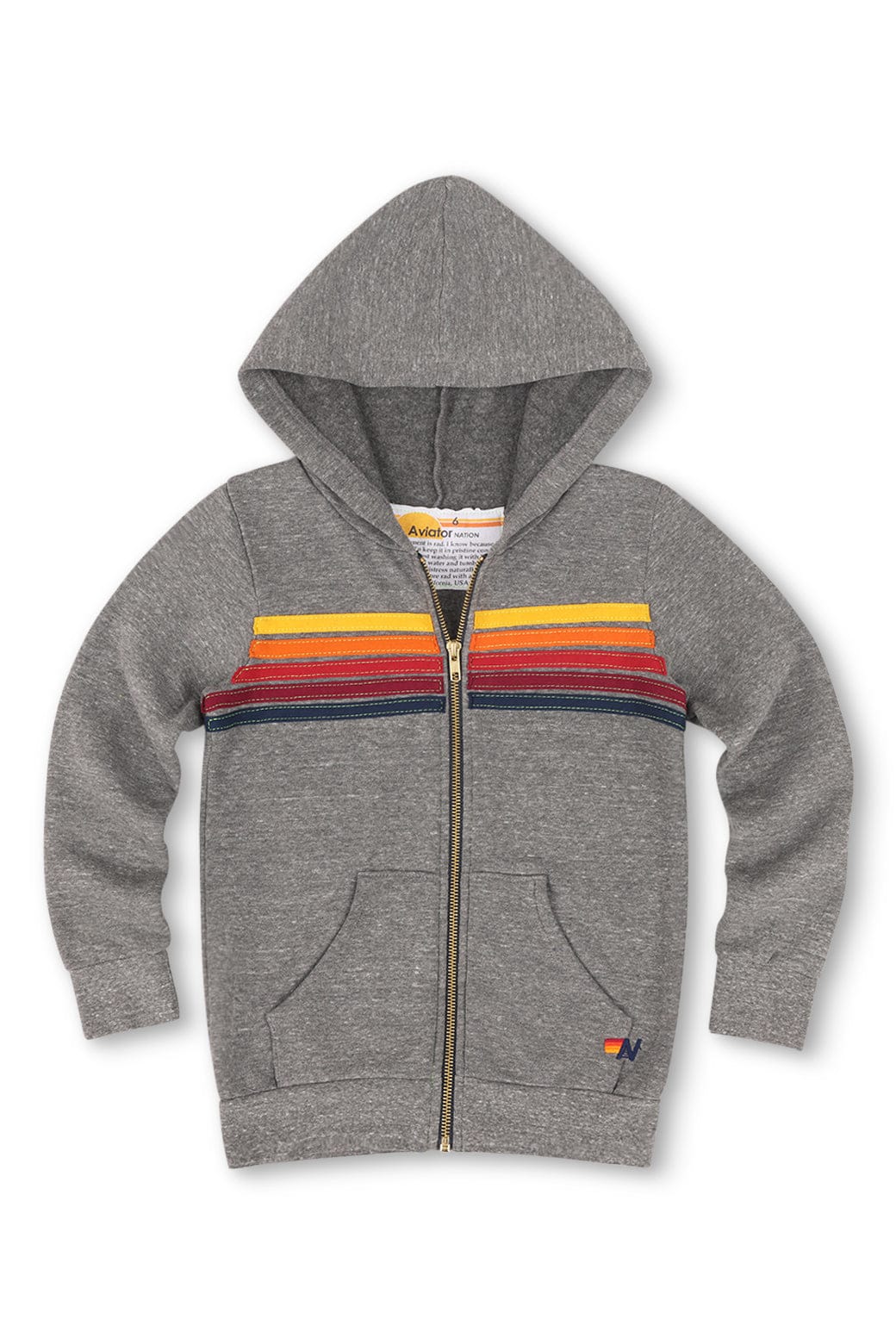 Retro KIDS 5 STRIPE HOODIE - HEATHER GREY