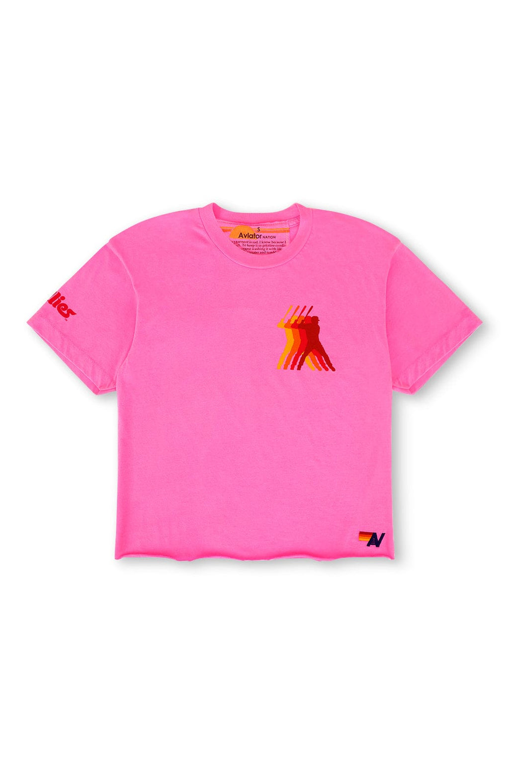 Retro PHILLIES AVIATOR NATION BOYFRIEND TEE - NEON PINK