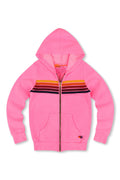 Retro KIDS 5 STRIPE HOODIE - NEON PINK
