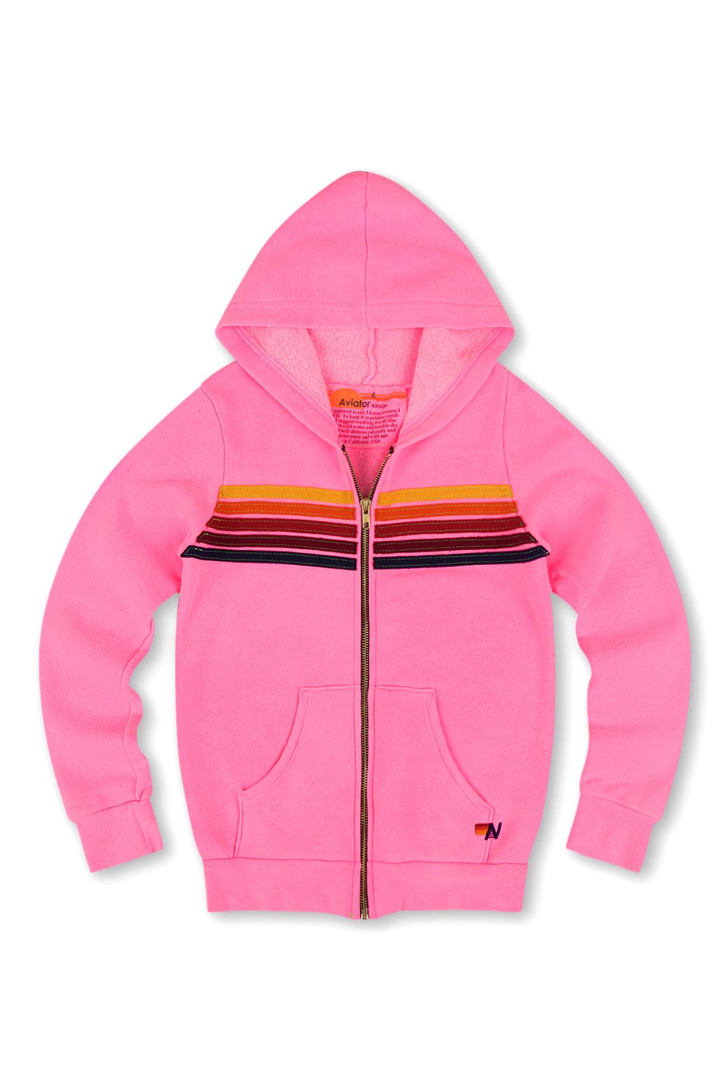 Retro KIDS 5 STRIPE HOODIE - NEON PINK