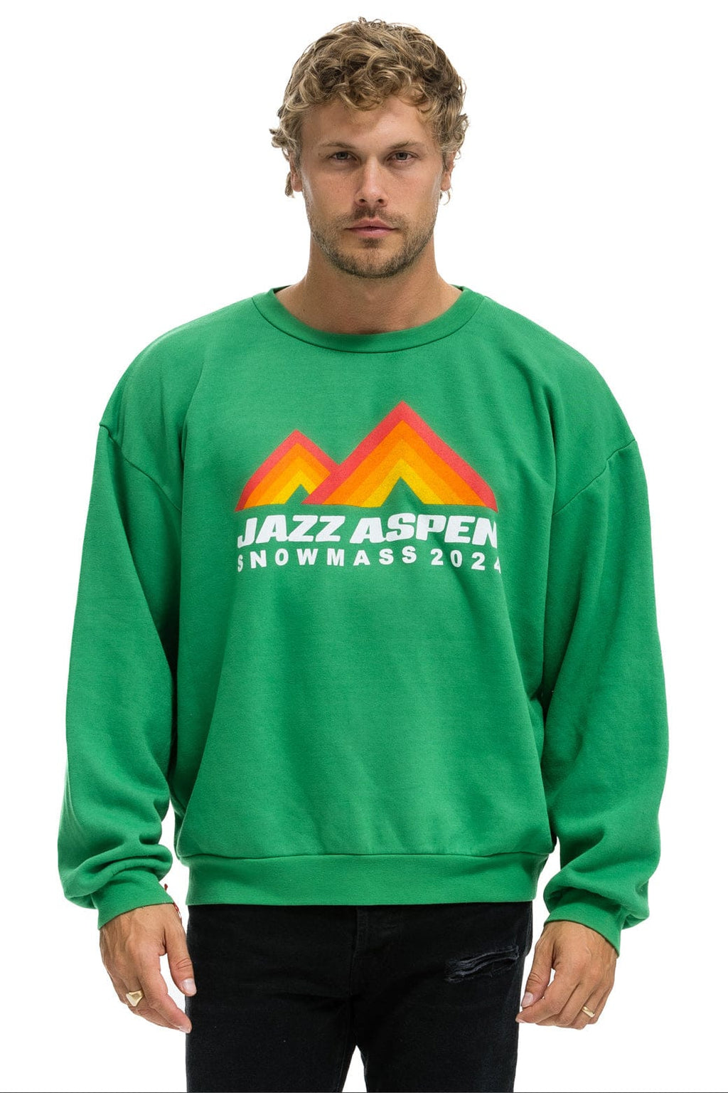 Retro JAZZ ASPEN SNOWMASS 2024 CREW SWEATSHIRT RELAXED - KELLY GREEN