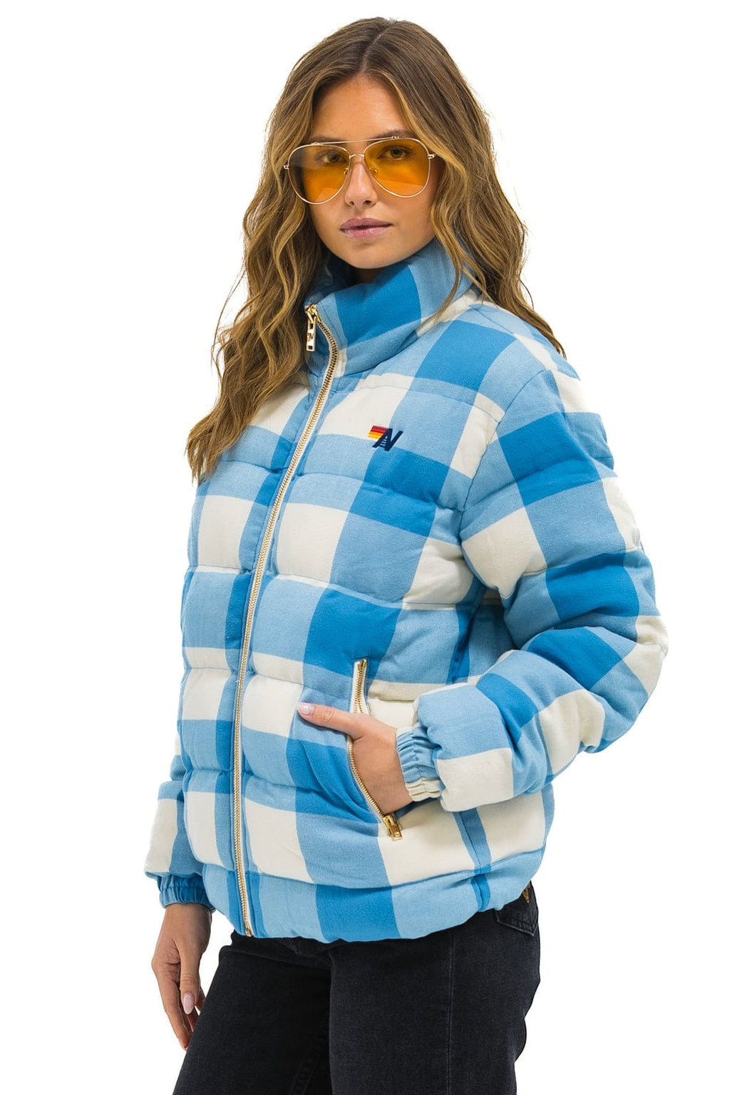 Retro UNISEX PLAID TRAVELER JACKET - SKY PLAID
