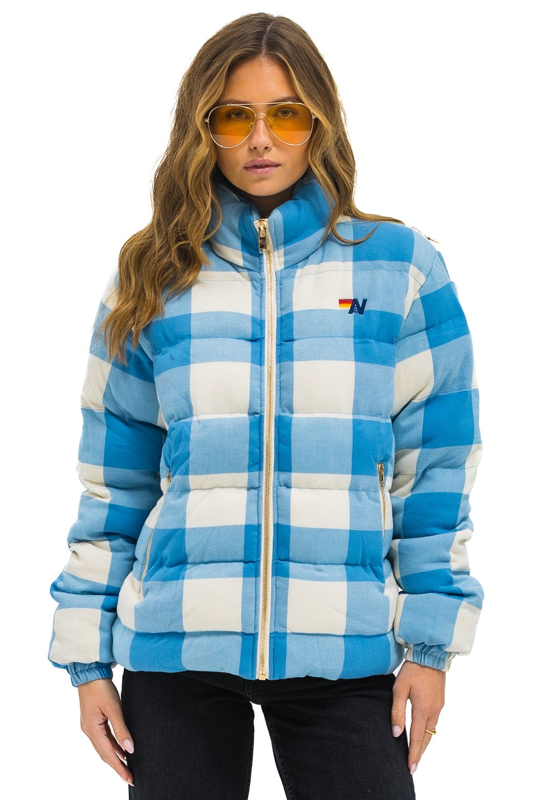 Retro UNISEX PLAID TRAVELER JACKET - SKY PLAID