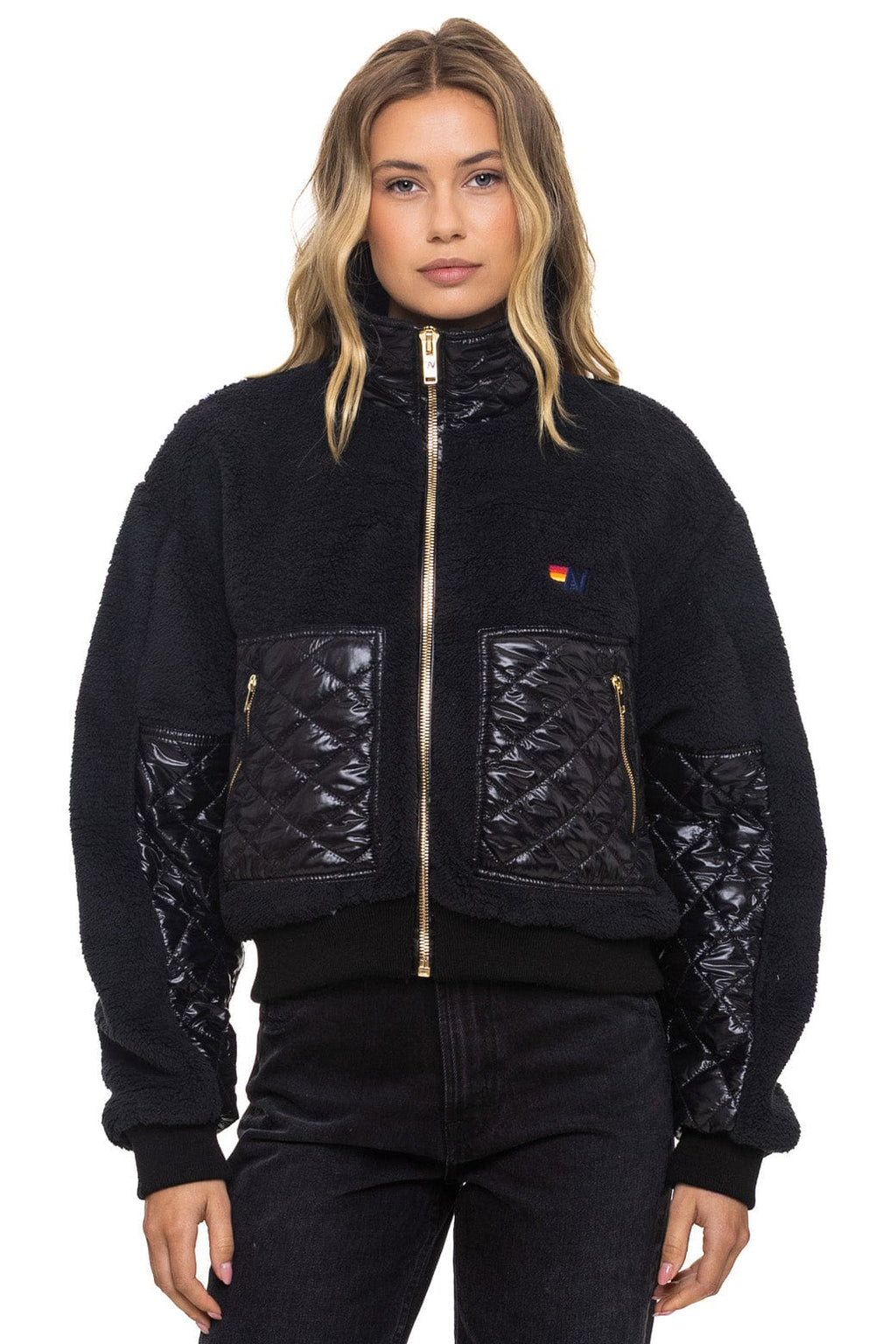 Retro TEDDY FULL ZIP JACKET - BLACK