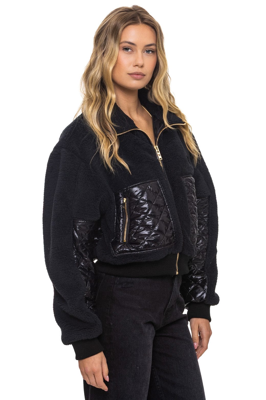 Retro TEDDY FULL ZIP JACKET - BLACK