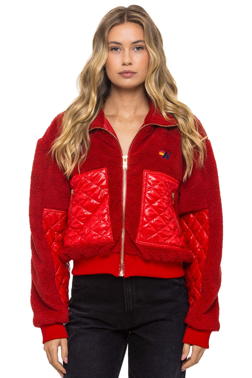 Retro TEDDY FULL ZIP JACKET - CHERRY