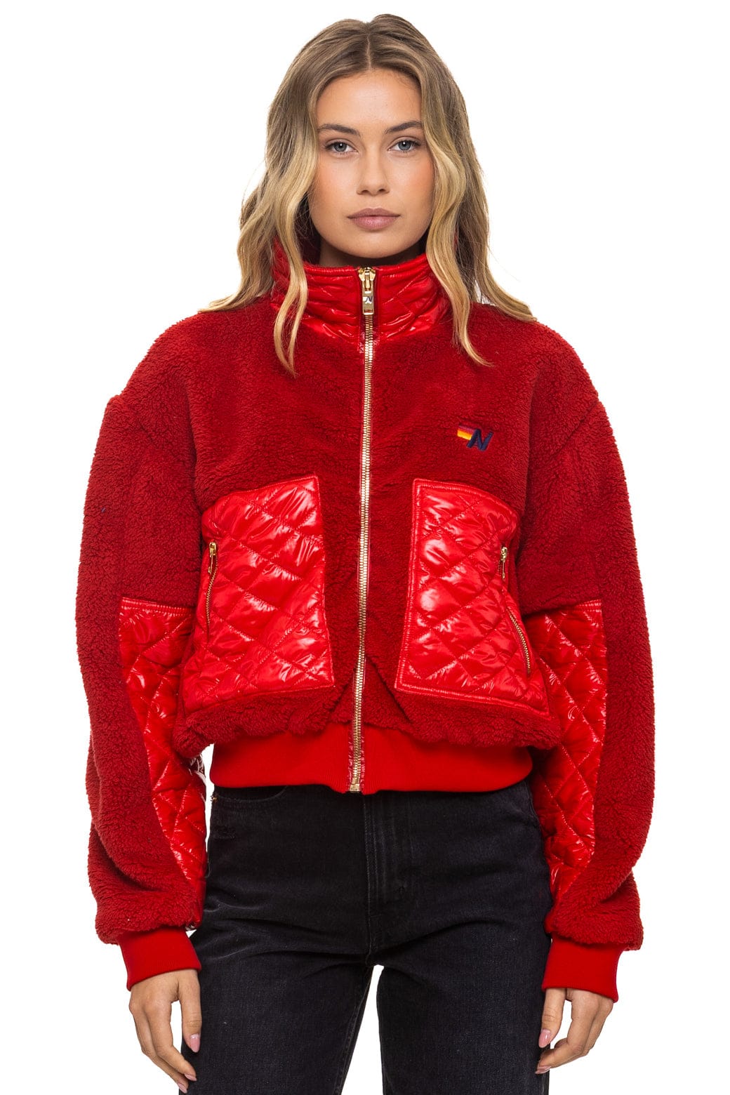 Retro TEDDY FULL ZIP JACKET - CHERRY