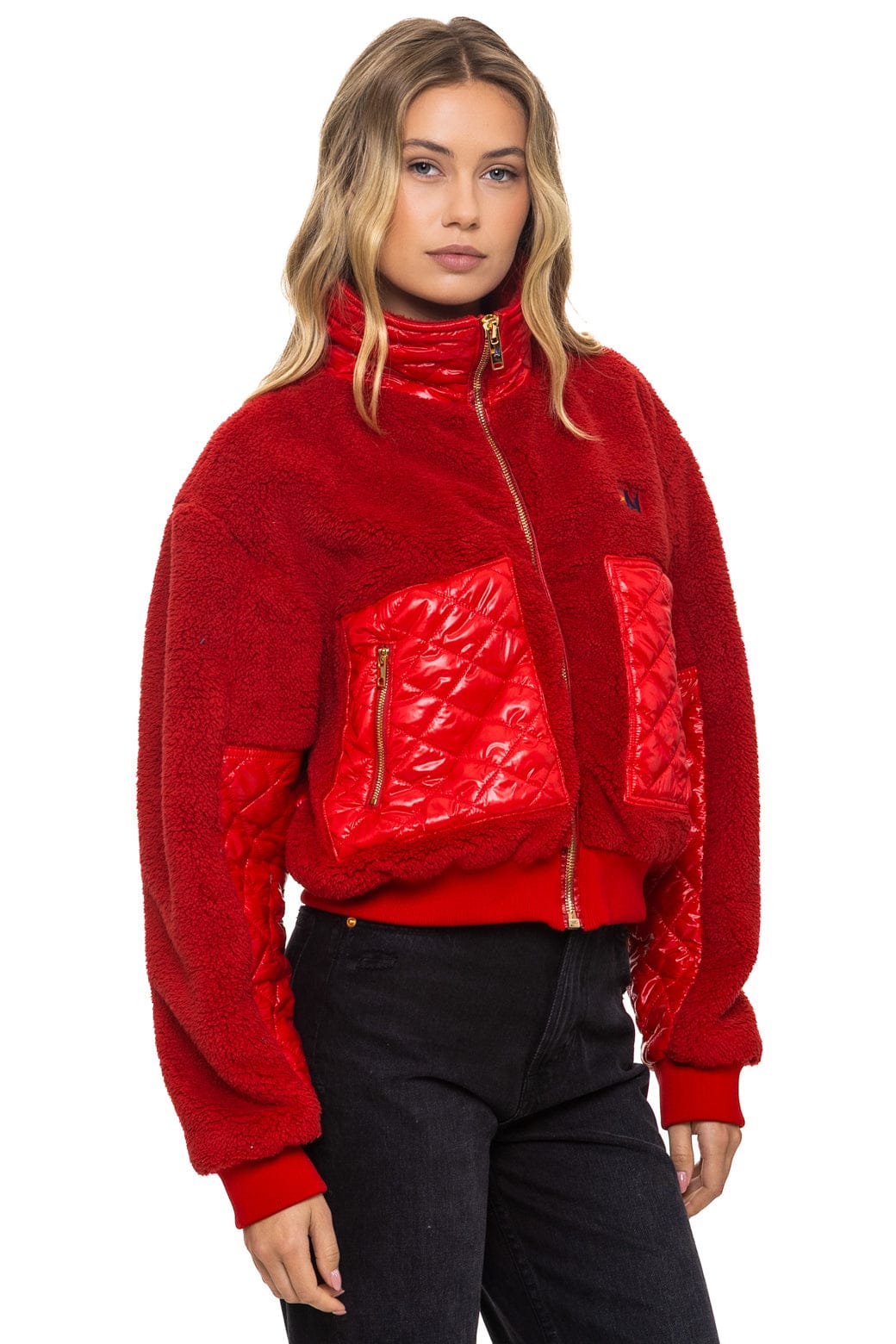 Retro TEDDY FULL ZIP JACKET - CHERRY