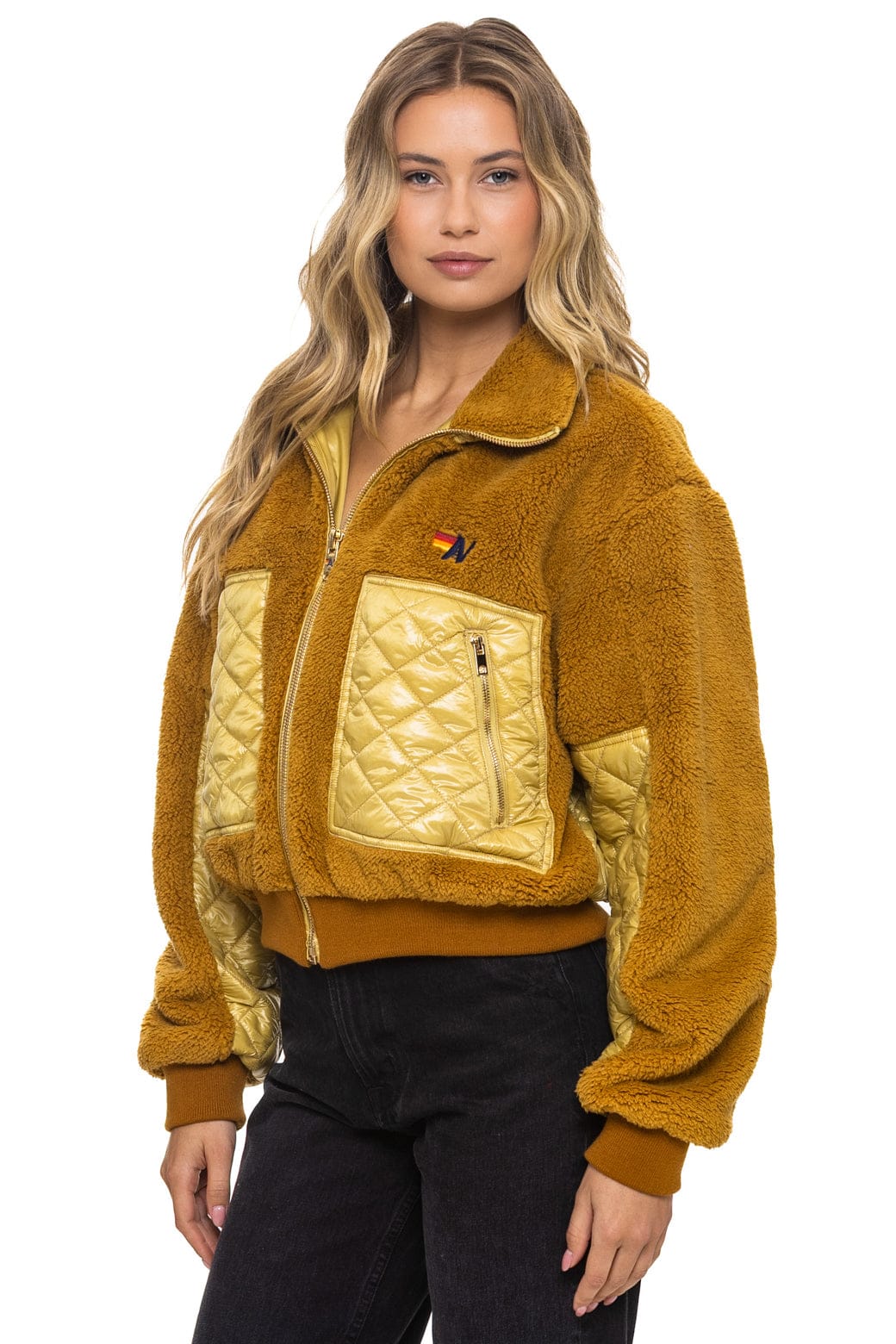 Retro TEDDY FULL ZIP JACKET - HONEY