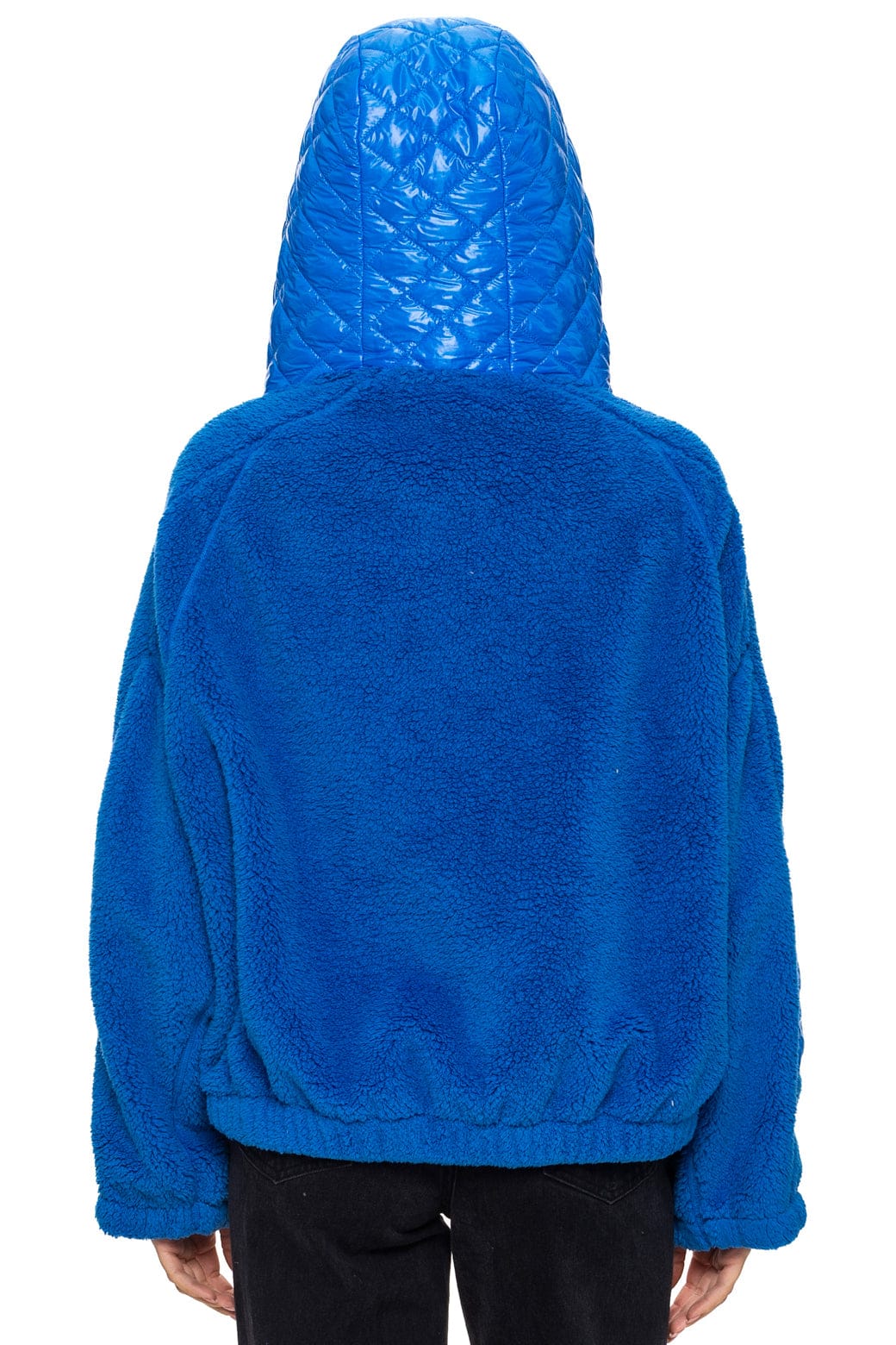 Retro TEDDY UNISEX OVERSIZED HOODED FULL ZIP JACKET - BLUE CINA