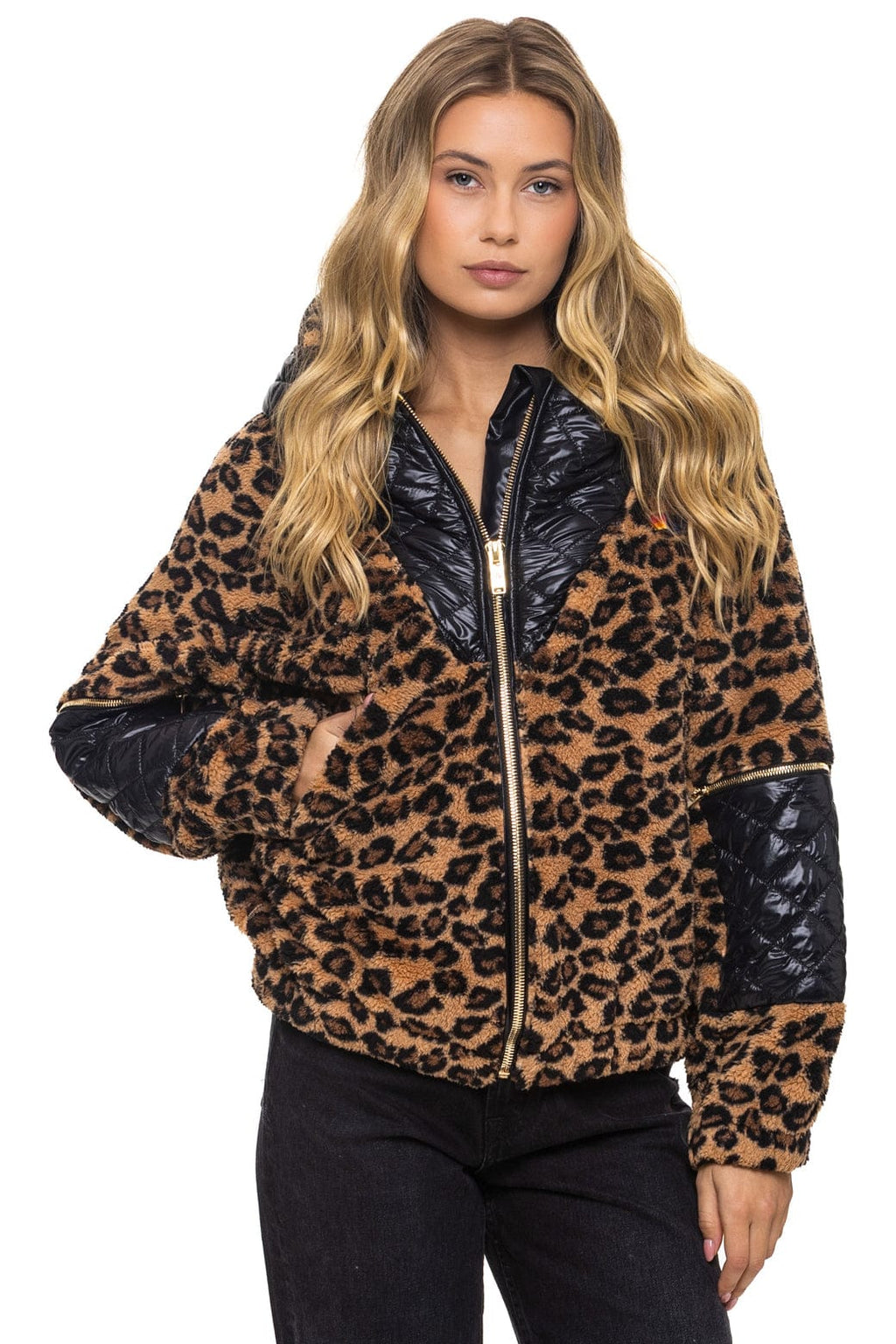 Retro TEDDY UNISEX OVERSIZED HOODED FULL ZIP JACKET - CHEETAH