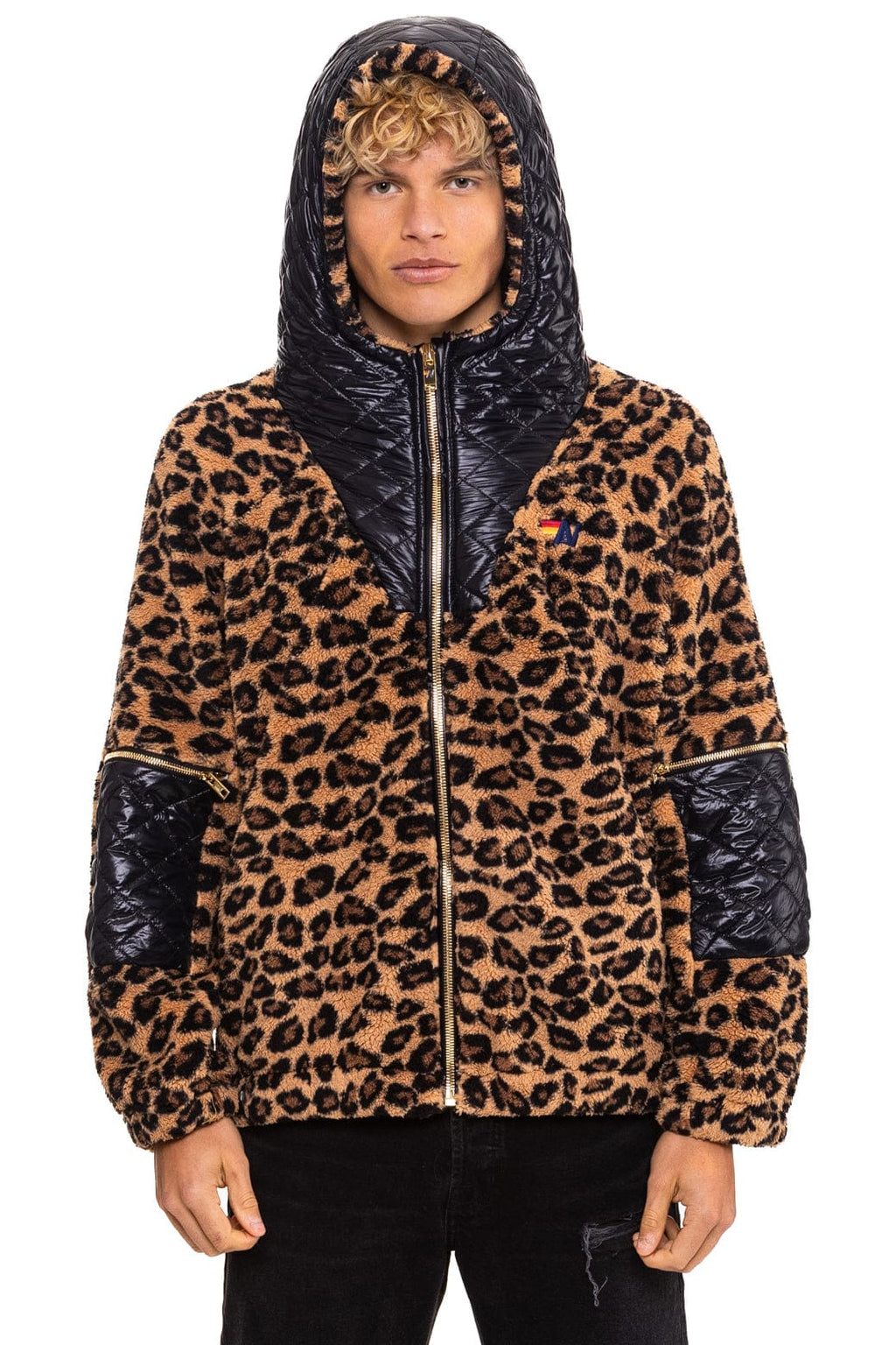 Retro TEDDY UNISEX OVERSIZED HOODED FULL ZIP JACKET - CHEETAH