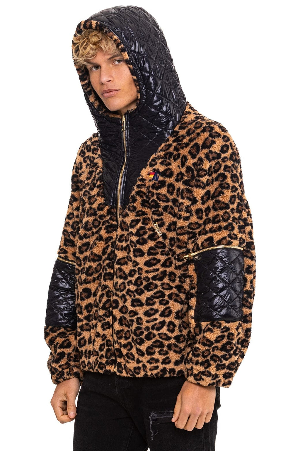 Retro TEDDY UNISEX OVERSIZED HOODED FULL ZIP JACKET - CHEETAH
