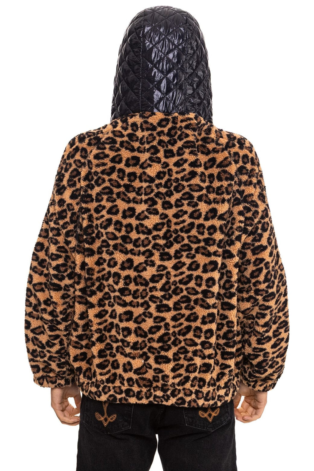 Retro TEDDY UNISEX OVERSIZED HOODED FULL ZIP JACKET - CHEETAH
