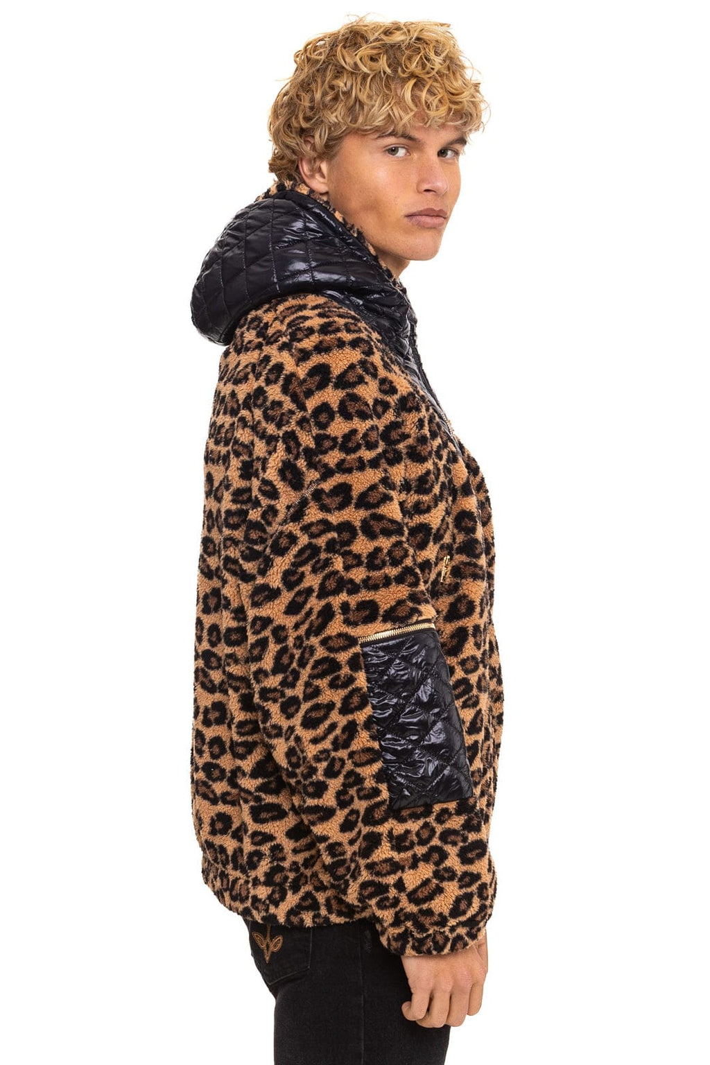 Retro TEDDY UNISEX OVERSIZED HOODED FULL ZIP JACKET - CHEETAH