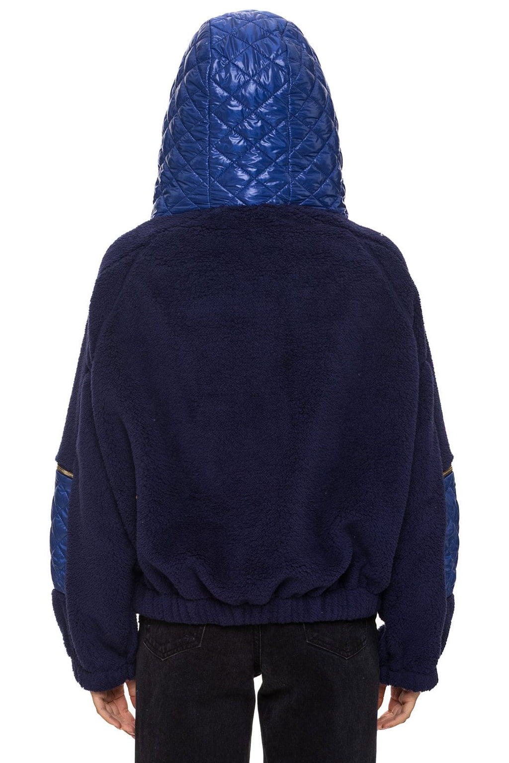Retro TEDDY UNISEX OVERSIZED HOODED FULL ZIP JACKET - NAVY