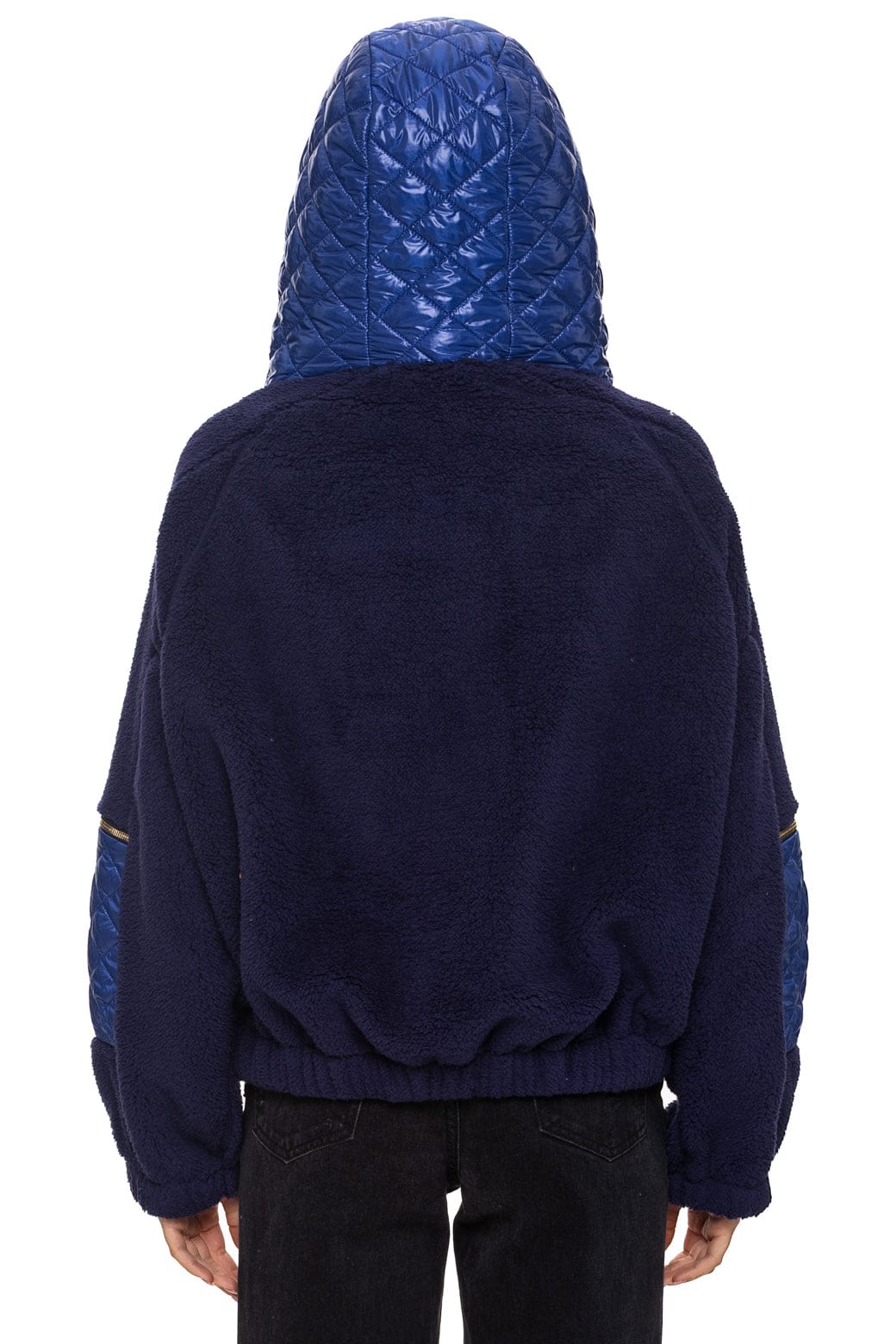 Retro TEDDY UNISEX OVERSIZED HOODED FULL ZIP JACKET - NAVY