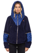 Retro TEDDY UNISEX OVERSIZED HOODED FULL ZIP JACKET - NAVY