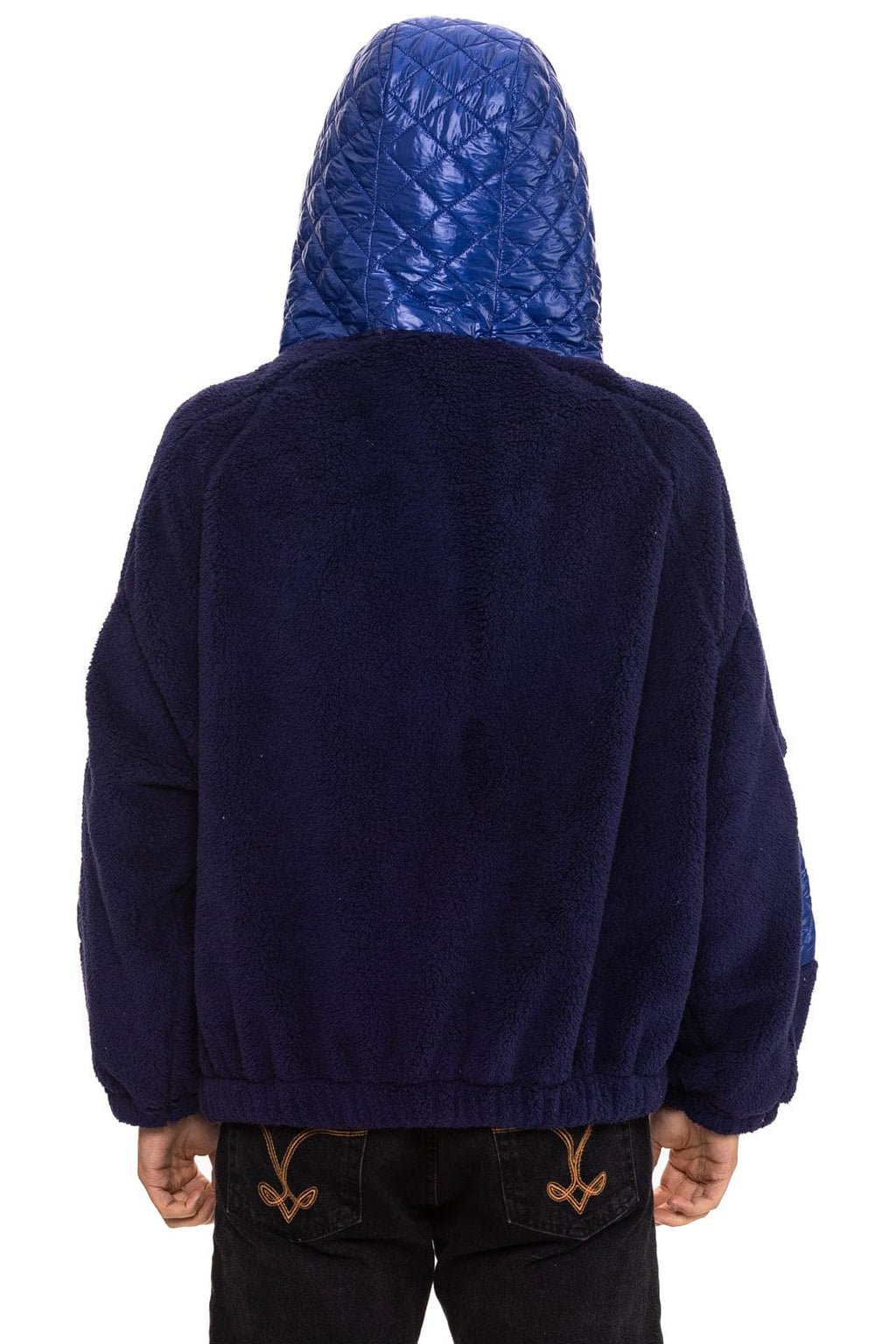 Retro TEDDY UNISEX OVERSIZED HOODED FULL ZIP JACKET - NAVY