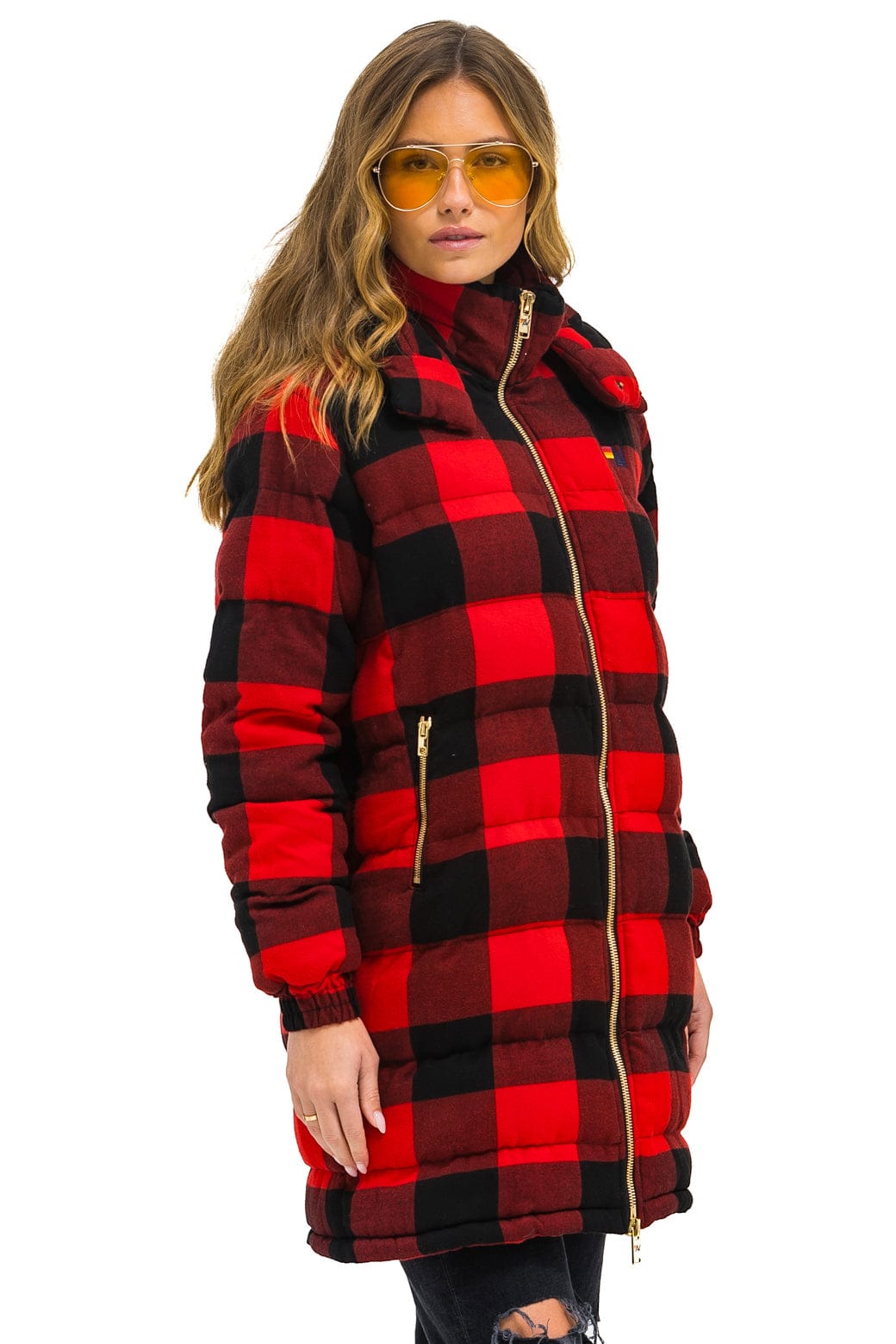 Retro PLAID UNISEX LONG TREKKER JACKET - BUFFALO PLAID