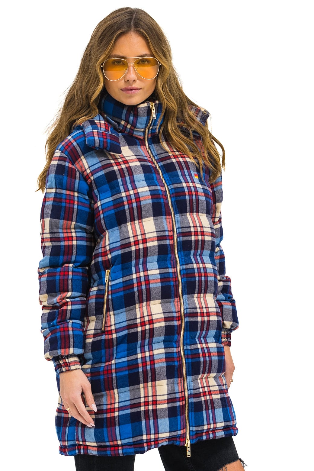 Retro PLAID UNISEX LONG TREKKER JACKET - PATRIOT PLAID