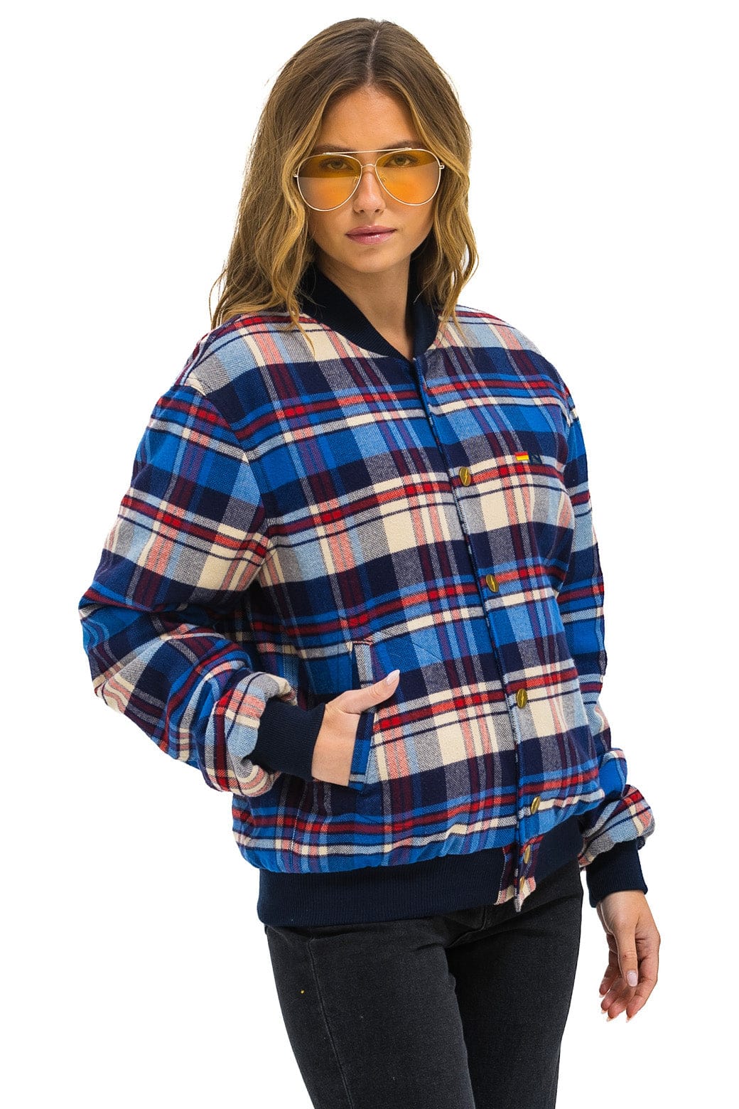 Retro PLAID UNISEX VARSITY JACKET - PATRIOT PLAID