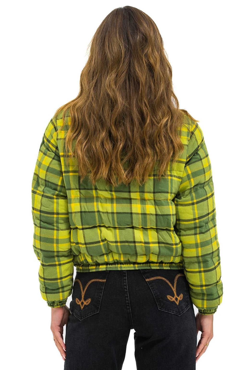 Retro APRES PLAID PUFFER JACKET - AVOCADO PLAID