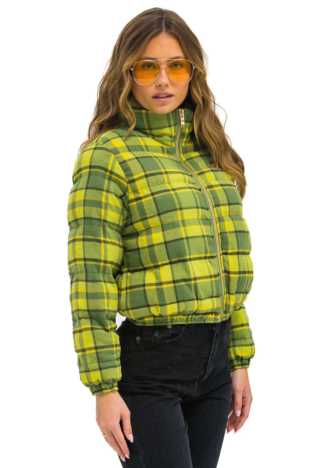 Retro APRES PLAID PUFFER JACKET - AVOCADO PLAID