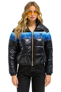 Retro 5 STRIPE APRES JACKET - GLOSSY BLACK BLUE STRIPES