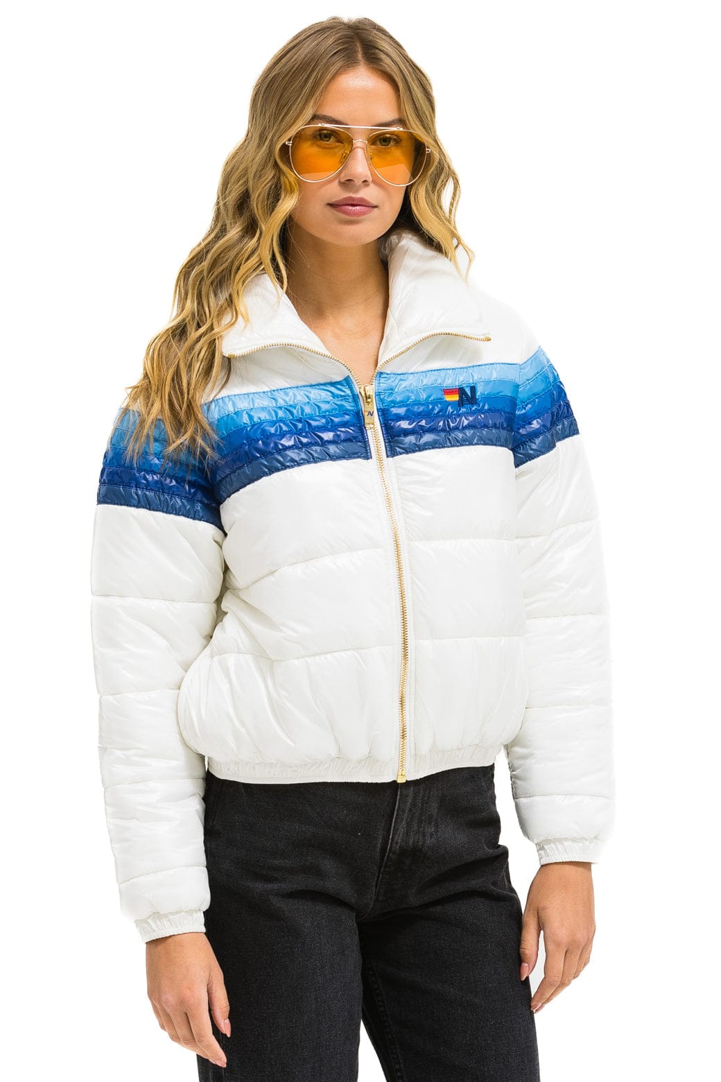 Retro 5 STRIPE APRES JACKET - GLOSSY WHITE BLUE STRIPES