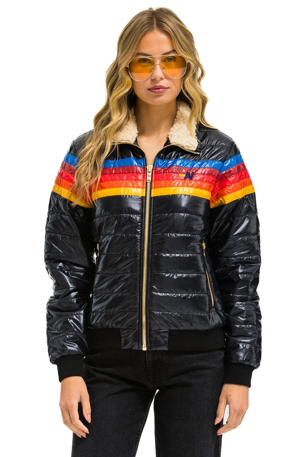 Retro 5 STRIPE JACKET - GLOSSY BLACK