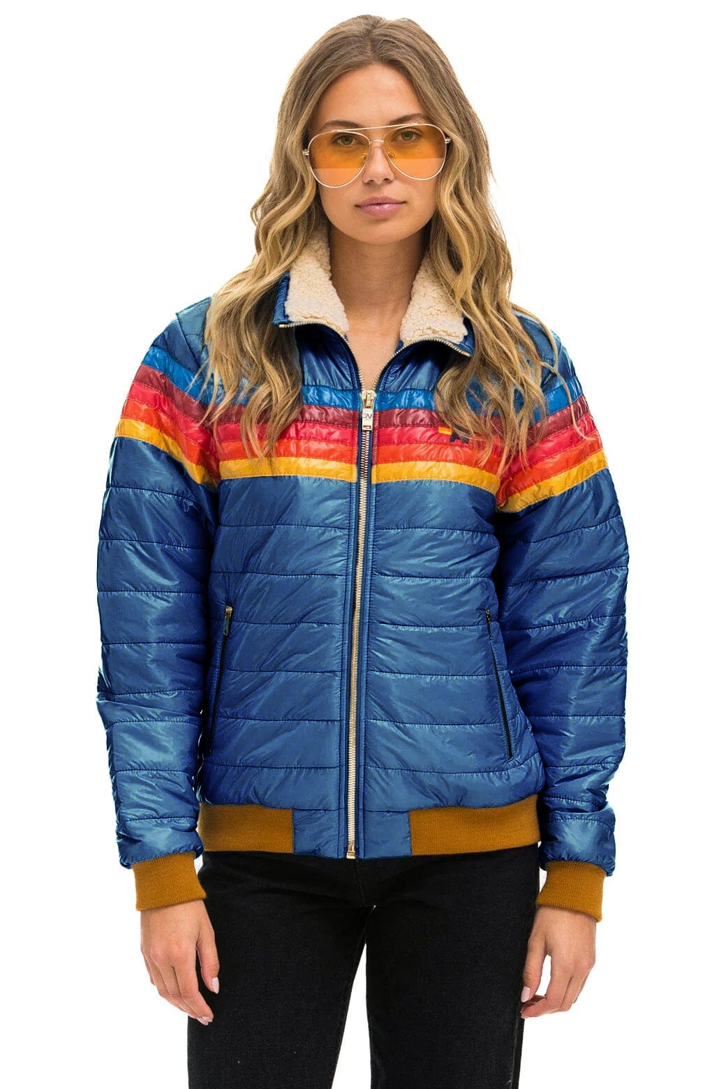 Retro 5 STRIPE RAINBOW - GLOSSY DEEP BLUE