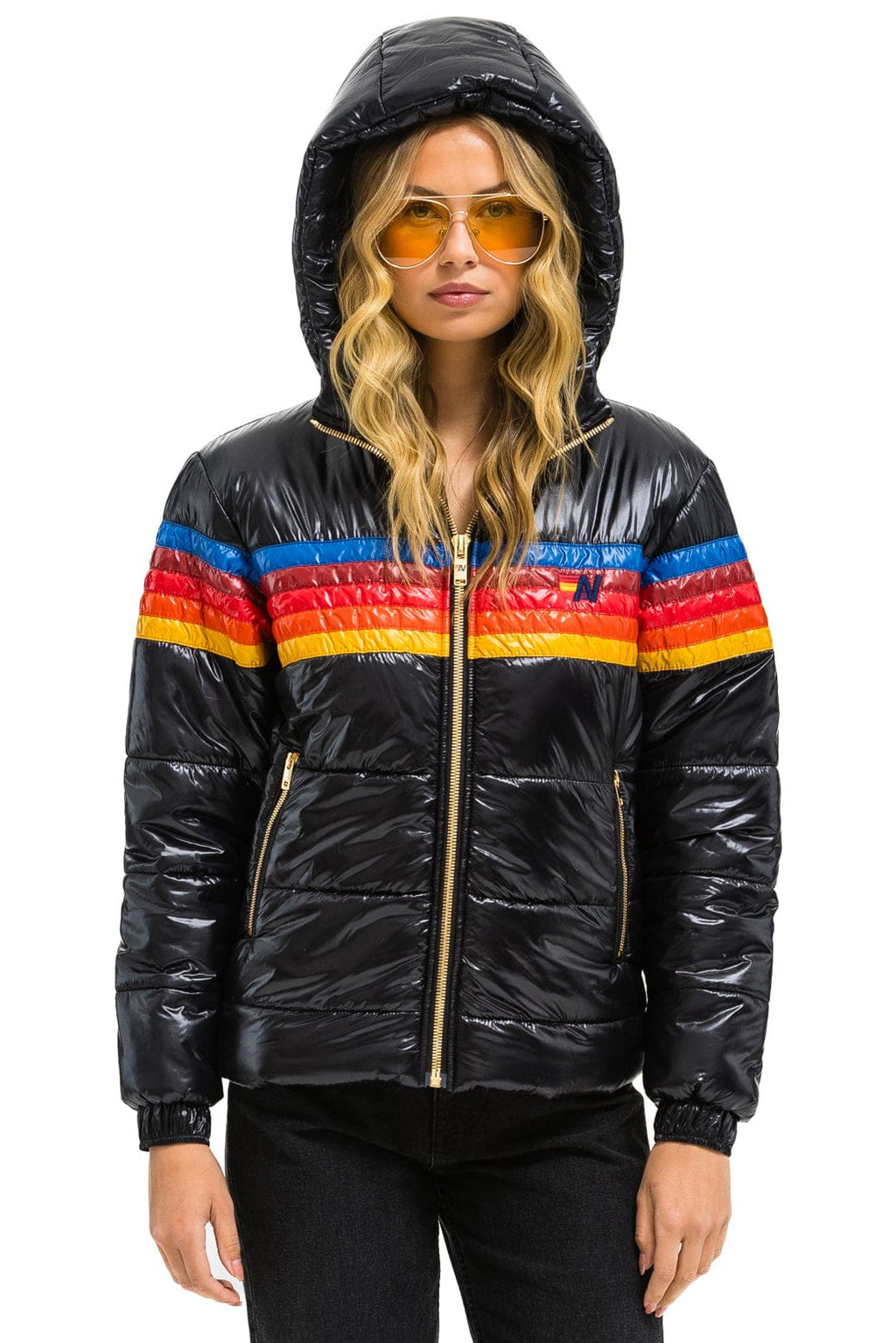 Retro 5 STRIPE TREKKER JACKET - GLOSSY BLACK