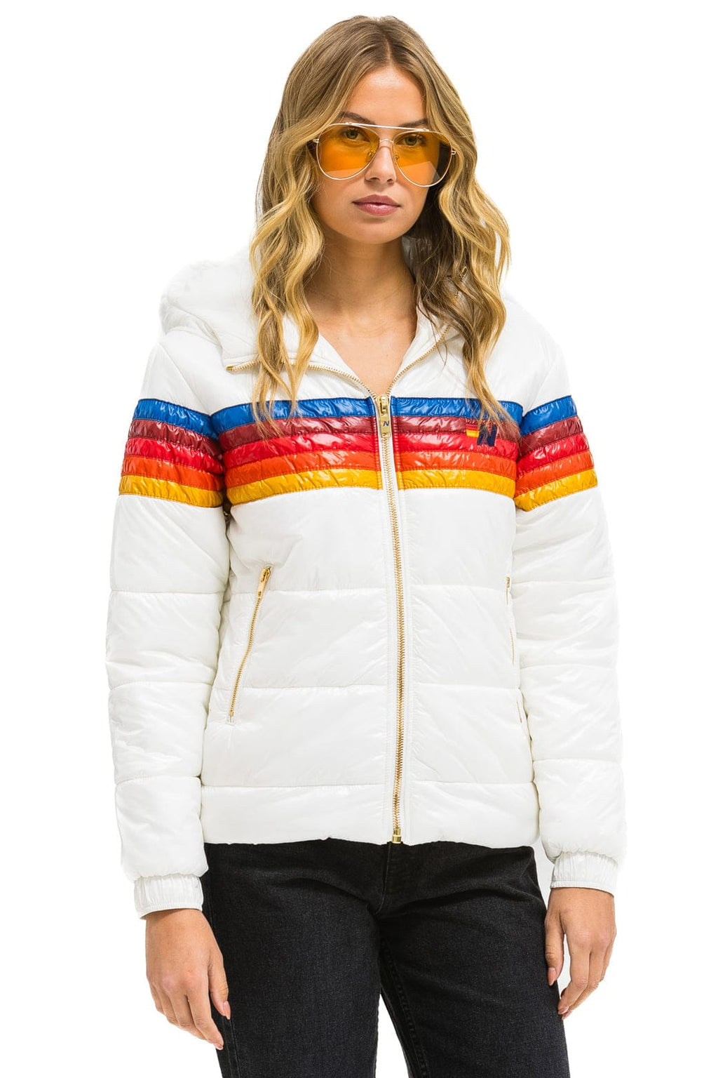 Retro 5 STRIPE TREKKER JACKET - GLOSSY WHITE