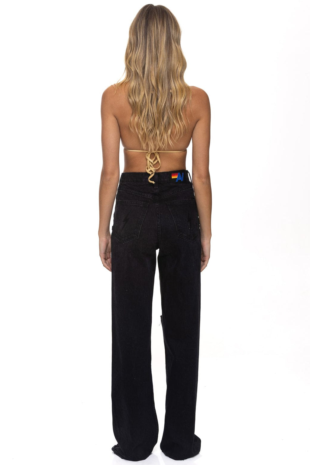 Retro HI RISE WIDE LEG BOLT GYPSY WOMENS JEAN - VINTAGE BLACK