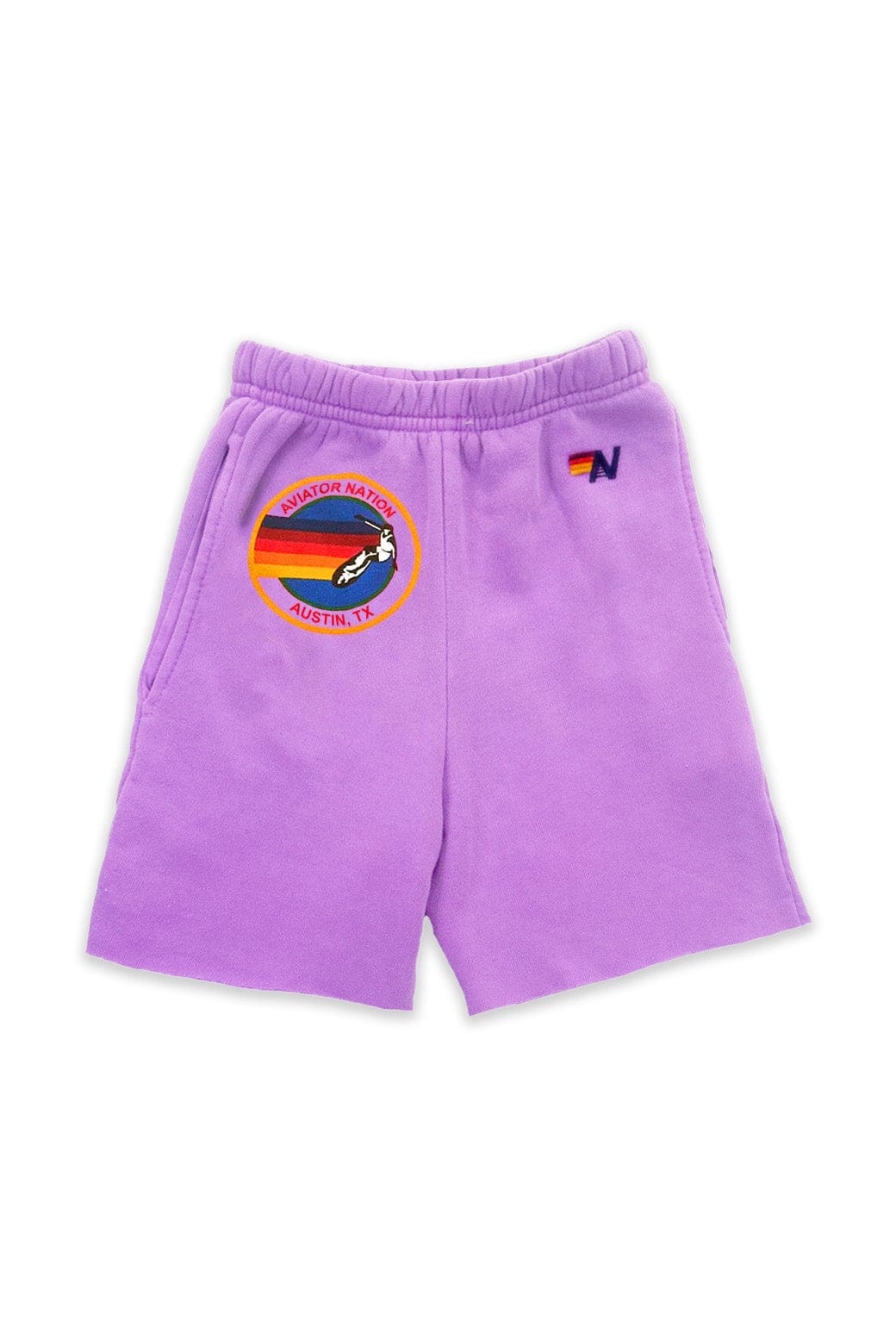 Retro AVIATOR NATION AUSTIN KIDS SWEATSHORTS - NEON PURPLE