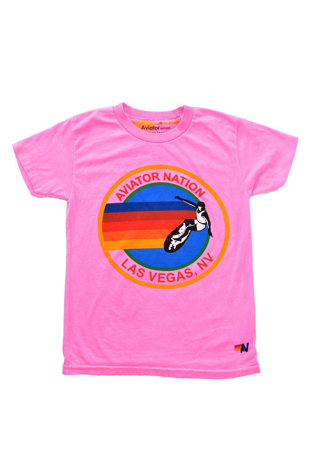 Retro KIDS AVIATOR NATION LAS VEGAS TEE - NEON PINK