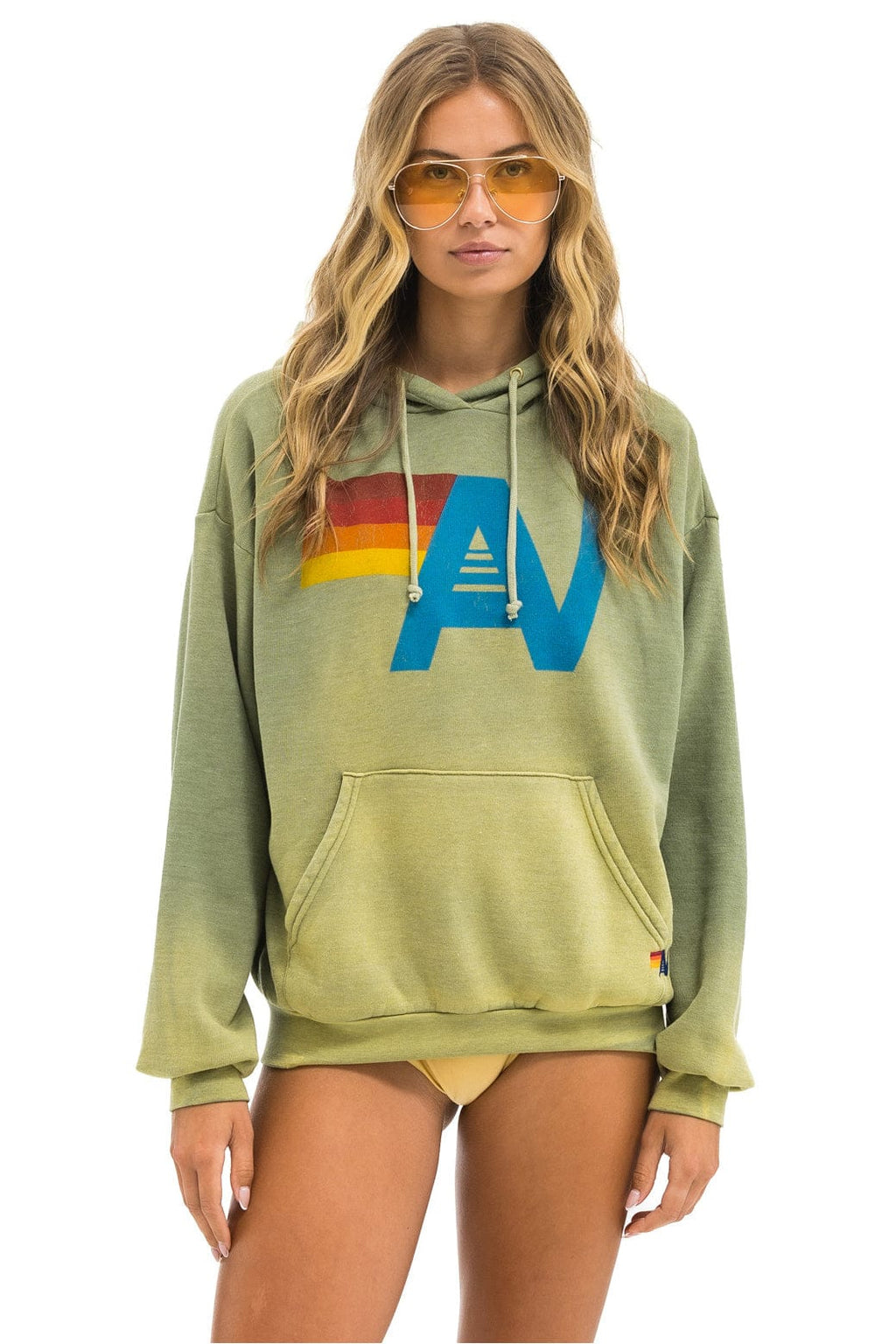 Retro VINTAGE LOGO RELAXED PULLOVER HOODIE - FADED ARMY