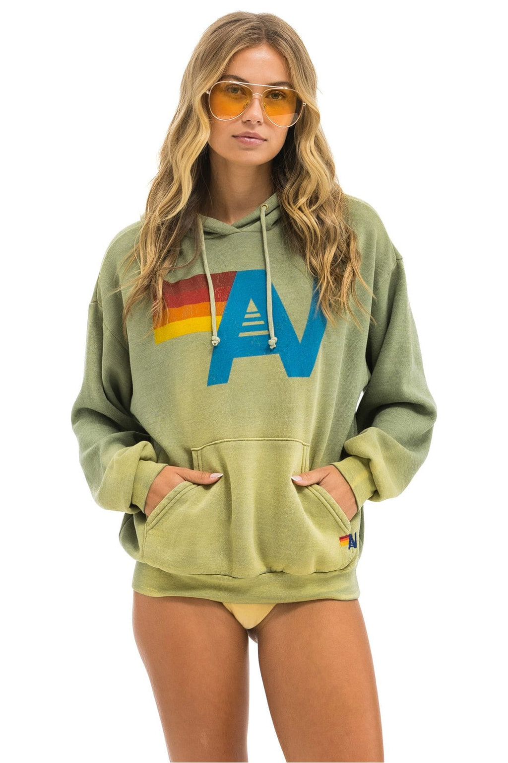 Retro VINTAGE LOGO RELAXED PULLOVER HOODIE - FADED ARMY