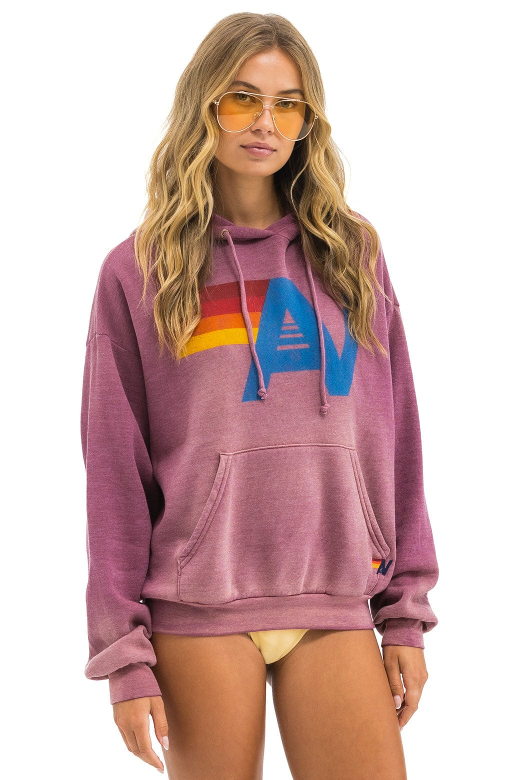 Retro VINTAGE LOGO RELAXED PULLOVER HOODIE - FADED BERRY