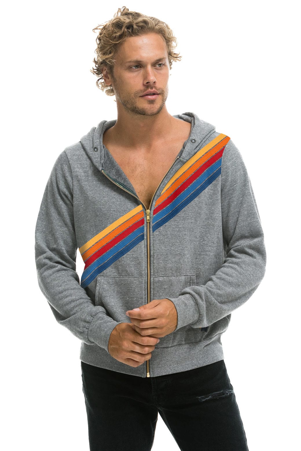 Retro DISCO ZIP HOODIE - HEATHER GREY