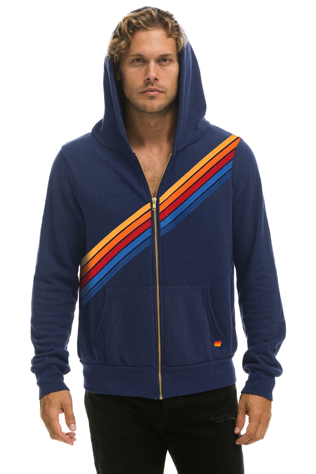 Retro DISCO ZIP HOODIE - NAVY