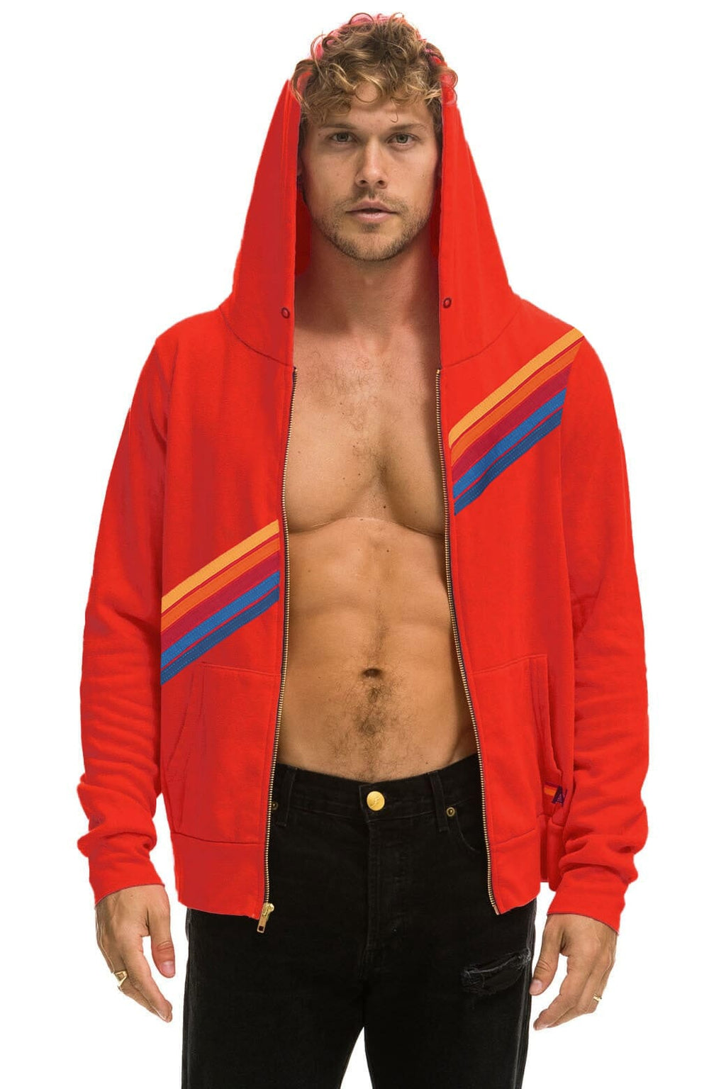 Retro DISCO ZIP HOODIE - RED