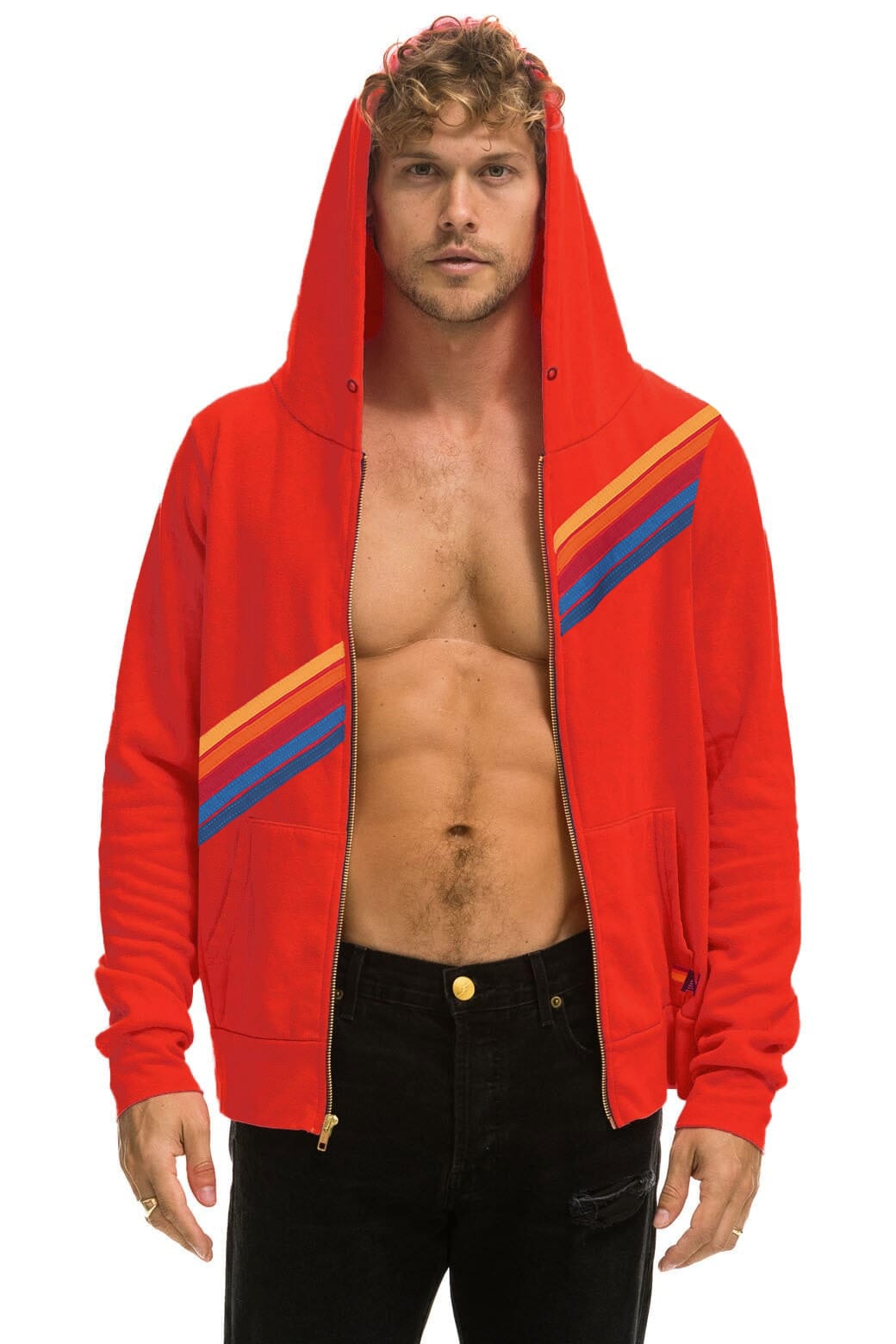 Retro DISCO ZIP HOODIE - RED