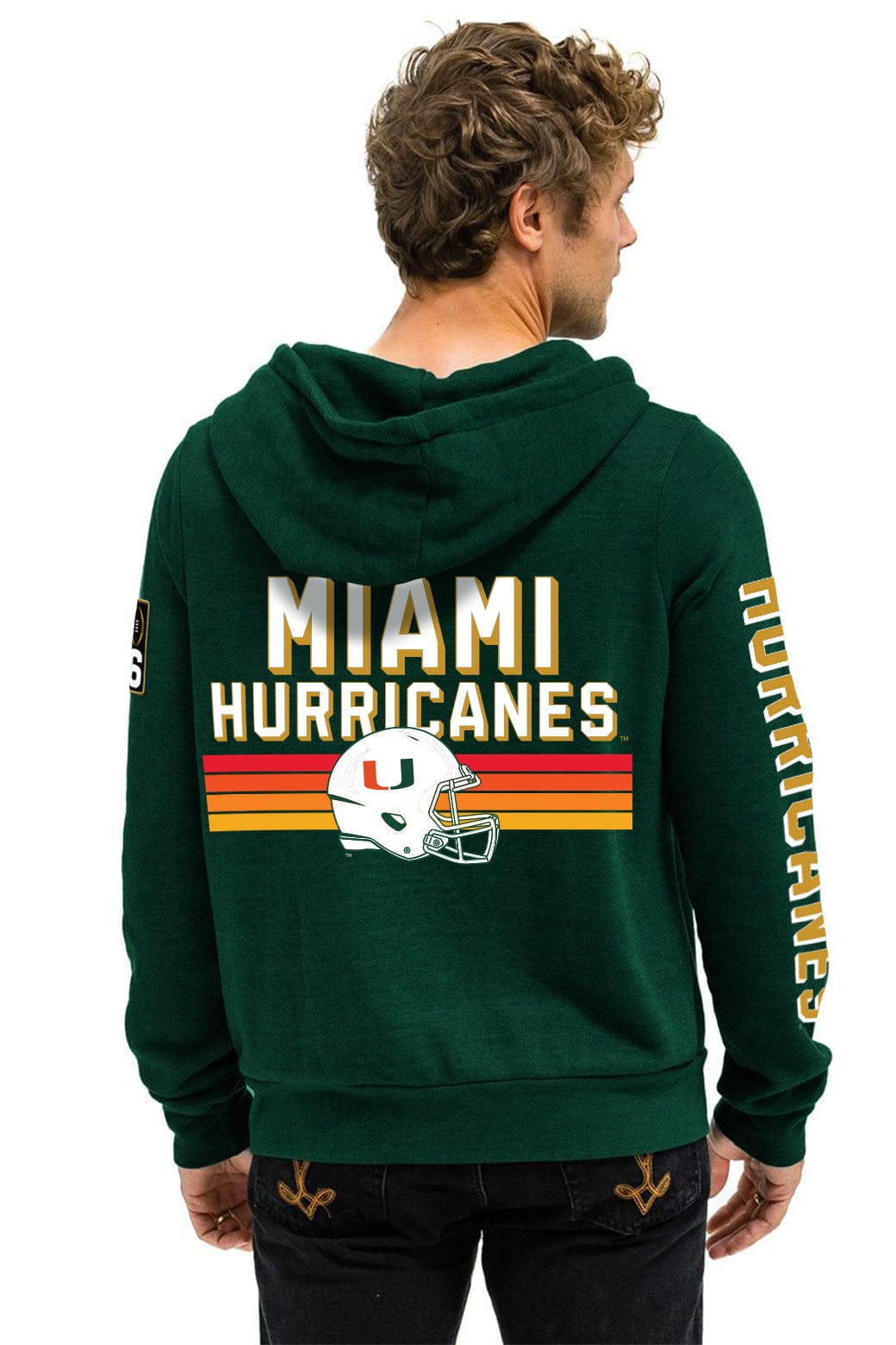 Retro UNIVERSITY OF MIAMI CFP 2026 UNISEX ZIP HOODIE - MIAMI GREEN