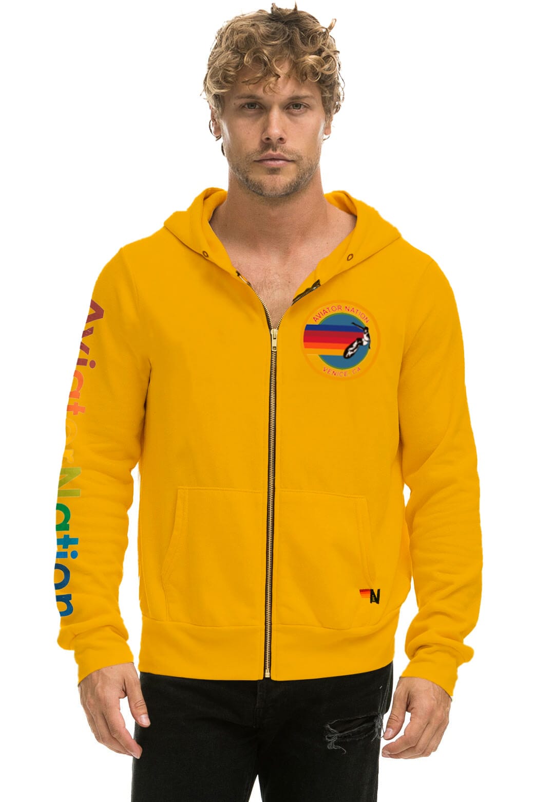 Retro AVIATOR NATION VENICE HOODIE - GOLD