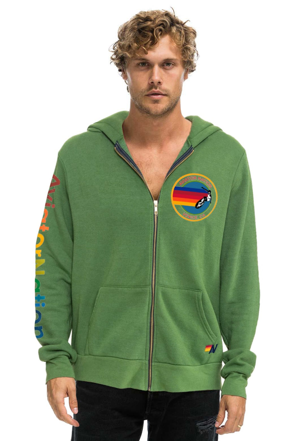 Retro AVIATOR NATION VENICE ZIP HOODIE - PALM